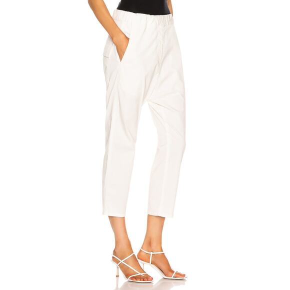 NEW! Nili Lotan S Slouchy Casablanca Pants Elastic Waist Crop Eggshell White 4 6 - Picture 3 of 12